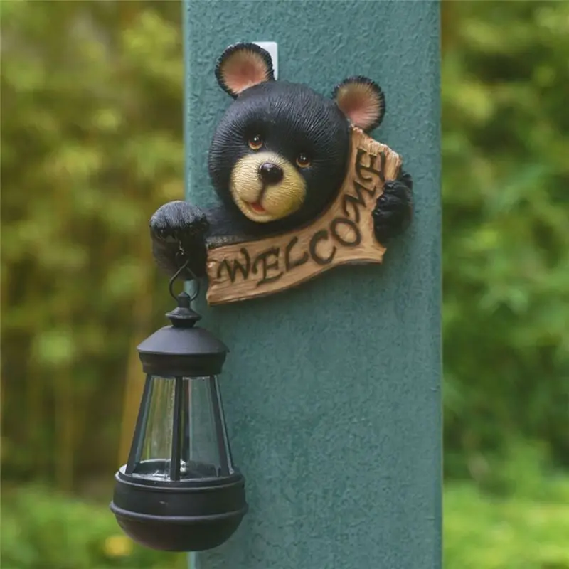 A19F-Solar Garden Statue Light Realistic Bear Design Suitable For Yard Balcony Lawn Ideal Housewarming And Garden Lover Gift