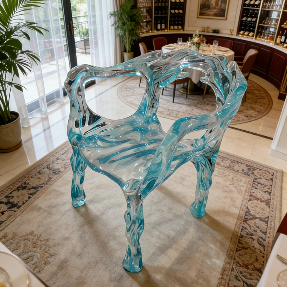 # Resin Dining Chair Modern Creative Water Drop Crystal Armchair For Living Room Restaurant Commercial Furniture