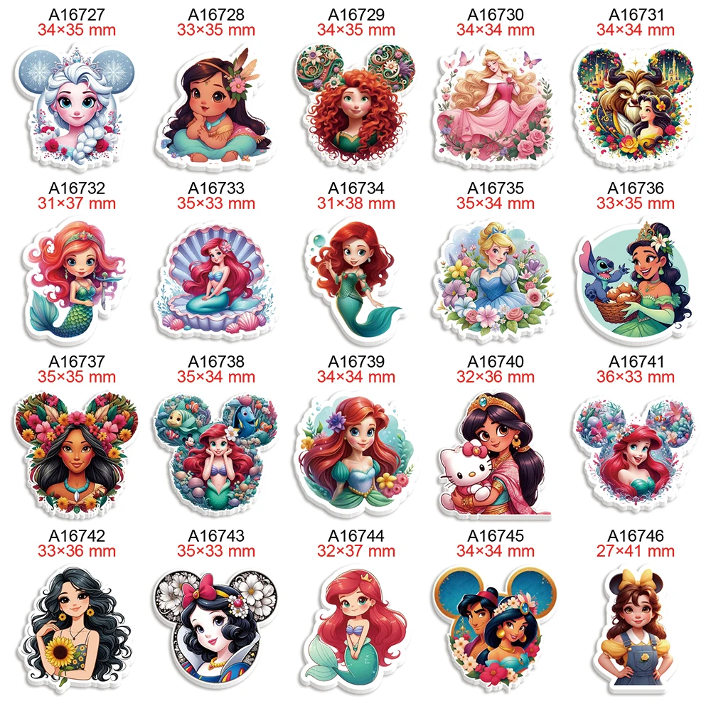 Disney Princess Planar Resin Flatback Accessories 30pcs/lot for Hairbows Decoration Craft Materials