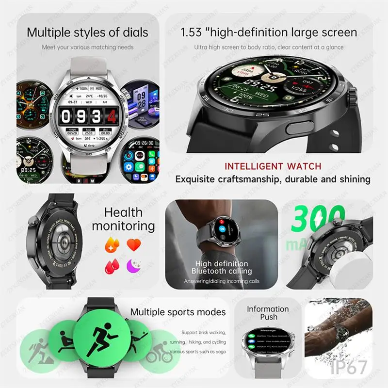 2024New For HUAWEI Watch 5 PRO Smart Watch Men GT5 Pro AMOLED HD Screen Bluetooth Call GPS NFC Heart rate Sport Smartwatch Wome