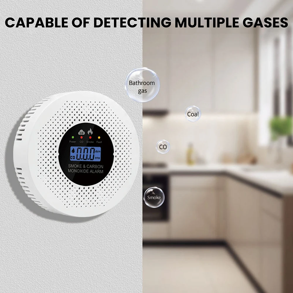 2-in-1 Intelligenter Kohlenmonoxid-Detektor mit LCD-Anzeige, Kohlenmonoxid-Alarm, Batteriebetrieben für Haus, Wohnung, Küche – Detail 6