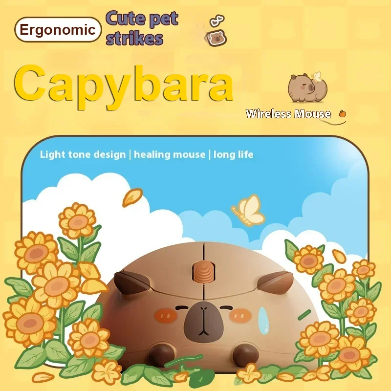 เมาส์ capybara ไร้สายน้ำหนักเบา2.4กรัมออปติคอลแมวน่ารักเมาส์เดสก์ท็อปแล็ปท็อปอุปกรณ์คอมพิวเตอร์เมาส์เล่นเกมส์