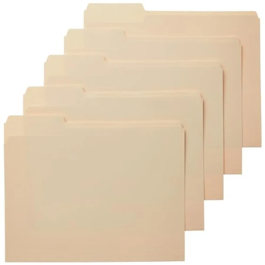 

Sturdy File Folders with Reinforced Tabs for Filing and Organization, 1/3-Cut Tab, Assorted Positions, Letter Size, 8.5x11 Inch