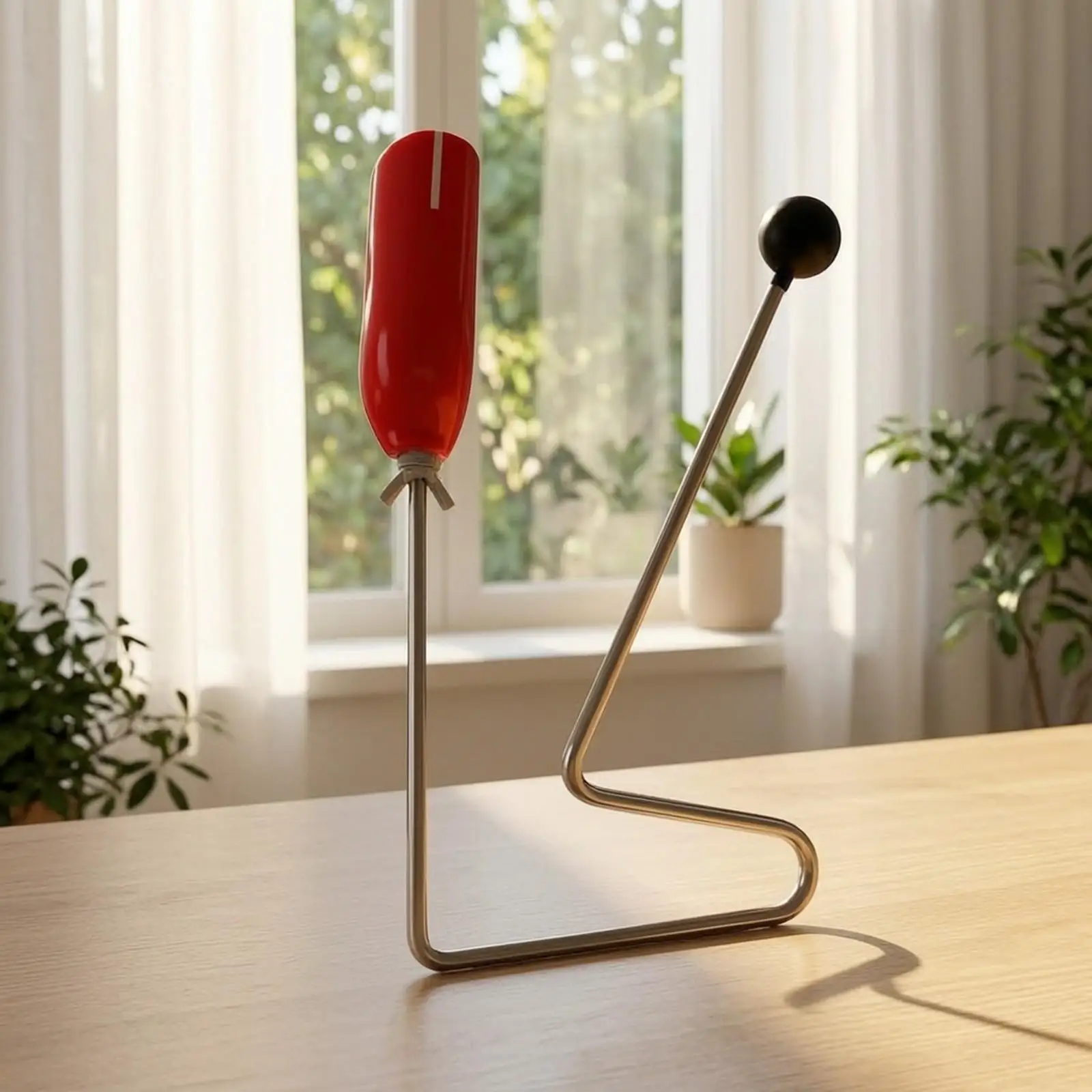 Mini Percussion Instrument for Children ABS Shaker Stick with Metal Loop for Rhythm Play