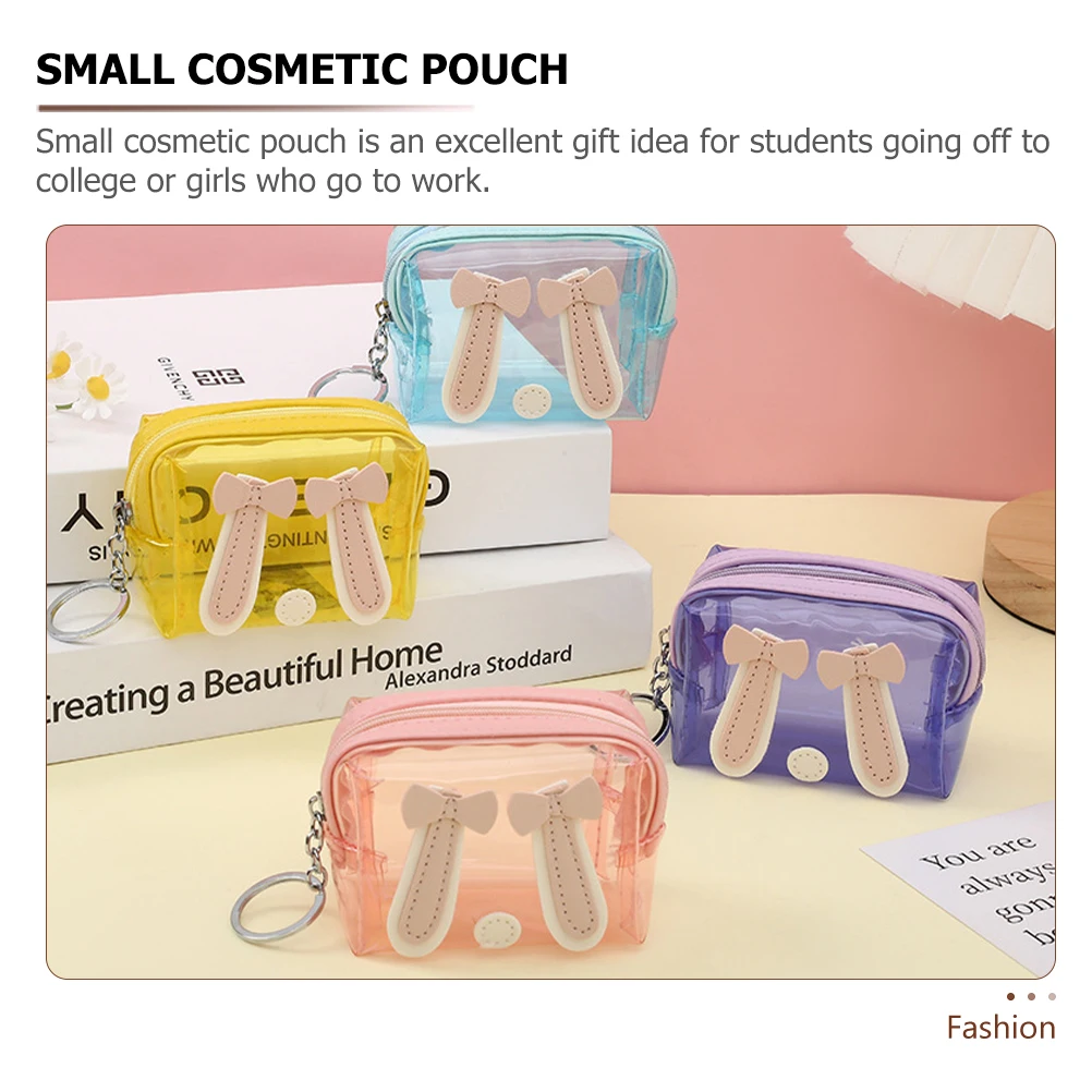 

2Pcs Coin Purse Keychain Wallet Clear Mini Zipper Pouch for Women Students Change Purse Lightweight Trendy Colorful Bag