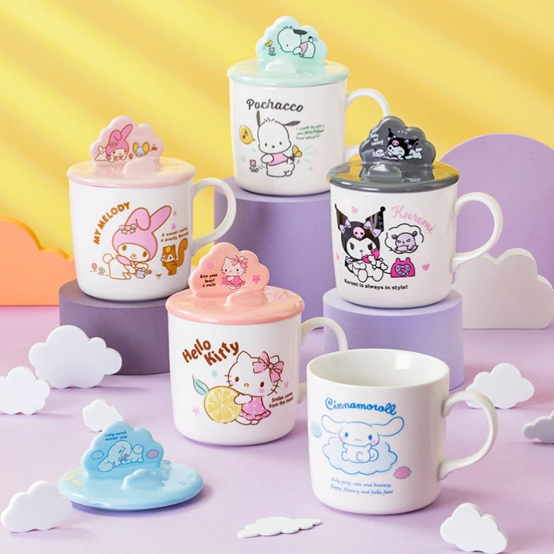 

hellokitty Sanrio personalized creative ceramic mug mobile phone holder cup cute cartoon men and women drinking cup with lid