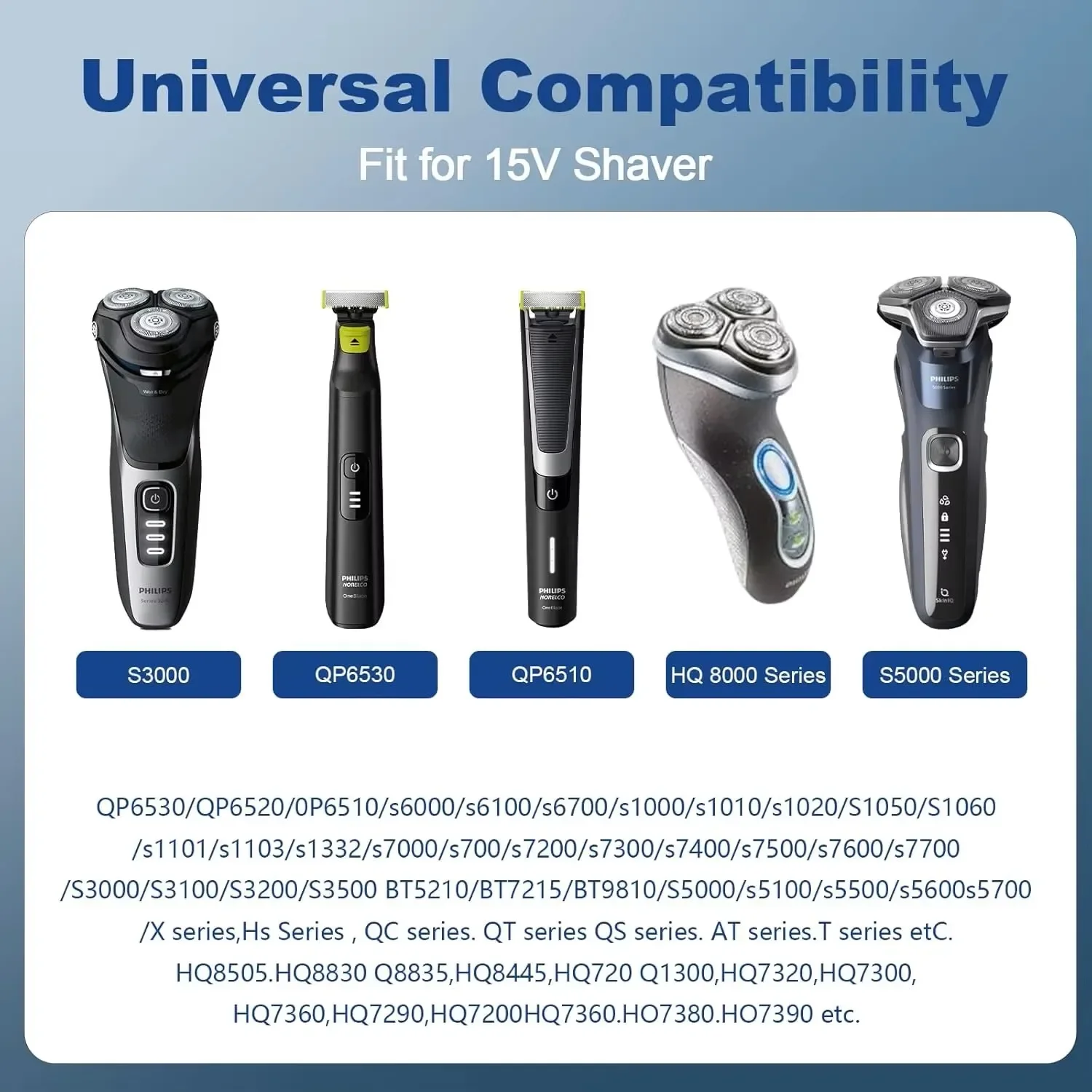 15V HQ8505 Type-C Shaver Adapter Charging Converter for Philips Norelco One Blade QP6520 QP6530 QP6510 Beard Trimmer