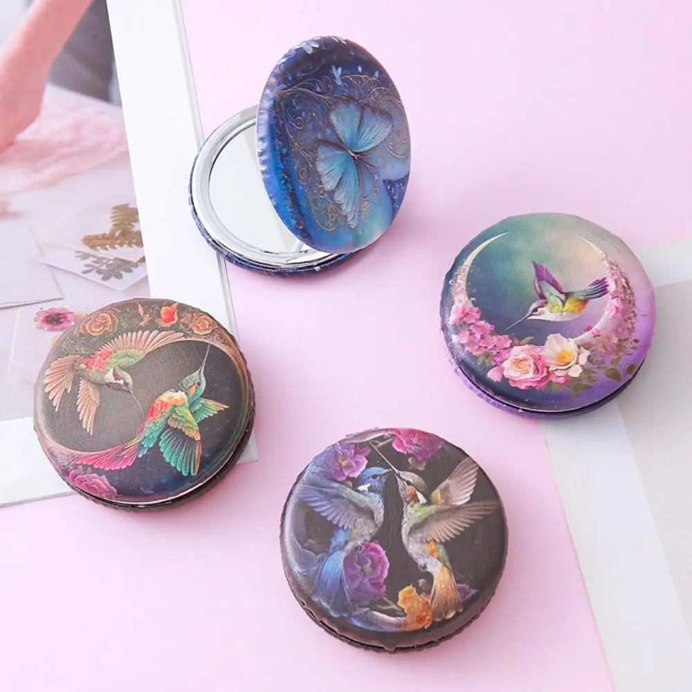 Beautiful Flower Foldable Cosmetic Mirror Bird Butterfly Round Pocket Mirror Makeup Mirror Retro Flip-up Folding Mirror Bedroom