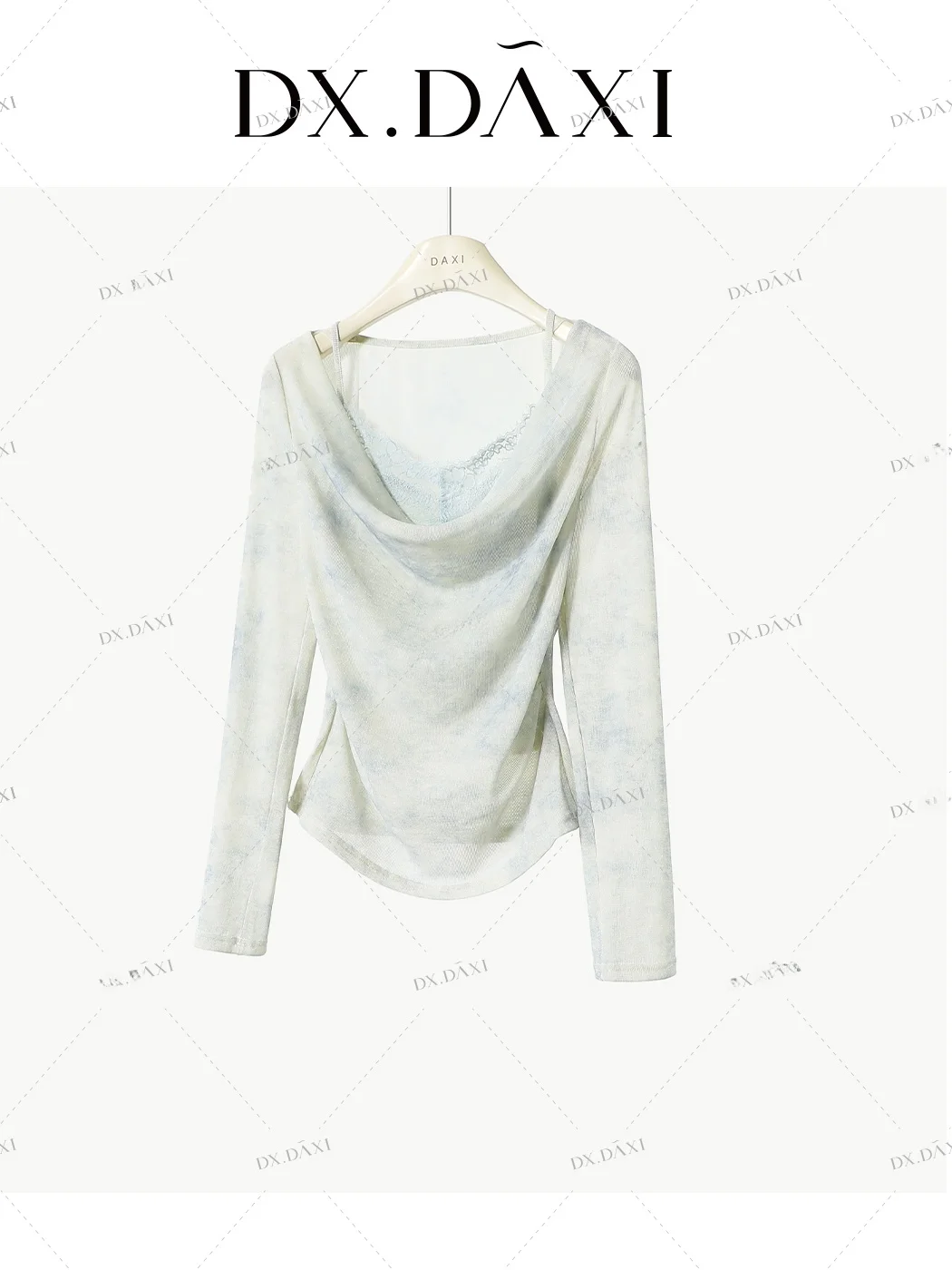 

Женская летняя футболка с длинным рукавом Cloudy Mist Light Dyeing, приталенная, с защитой от солнца, в стиле двухслойности, корейский стиль, для повседневной носки