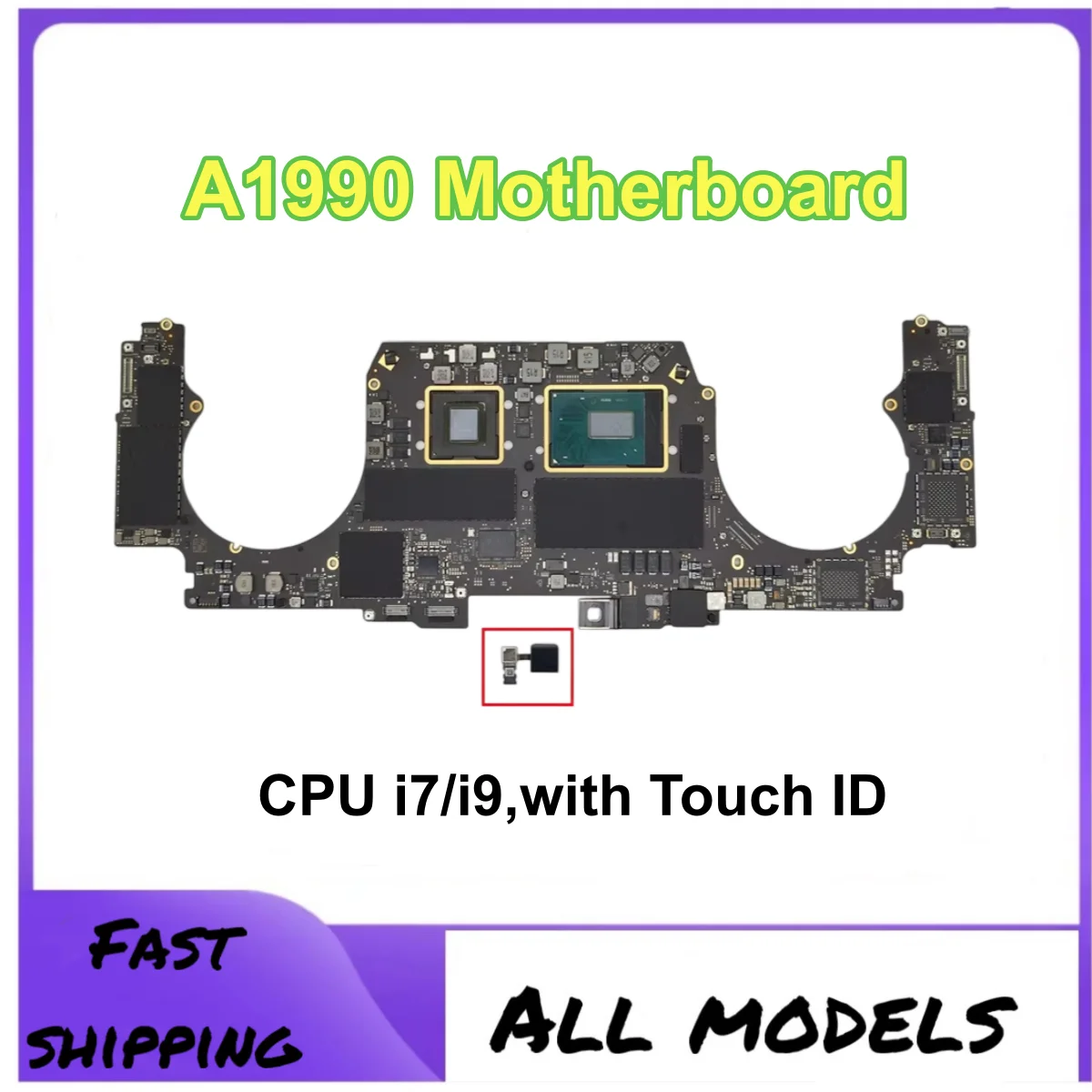 لوحة أم A1990 2018 2019 سنة لماك بوك برو ريتينا 15 "A1990 لوحة منطقية مع معرف اللمس i7/i9 256G 500G 1 تيرا بايت EMC 3215 3359