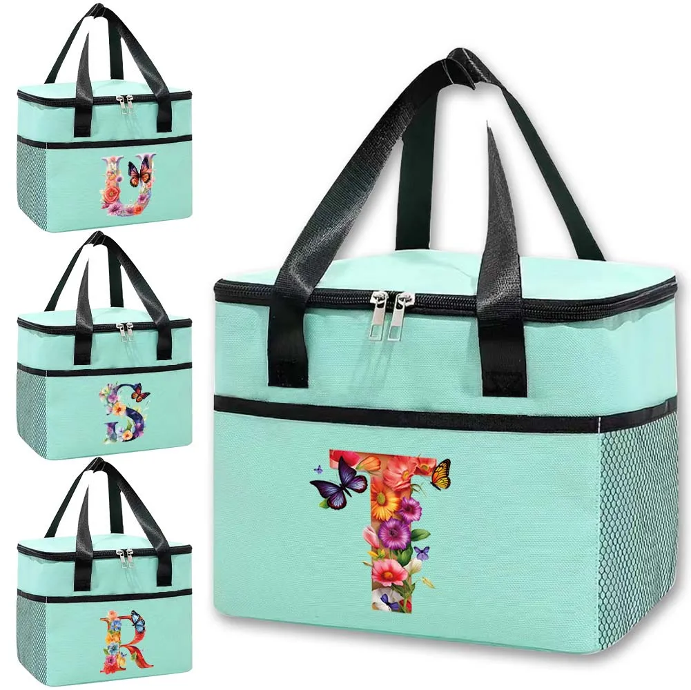 Storage Handbag Thermal Insulated Bag Food Tote Simplicity Lunch Bags Butterfly Letter Pattern for Unisex Picnic Organizer Boxes