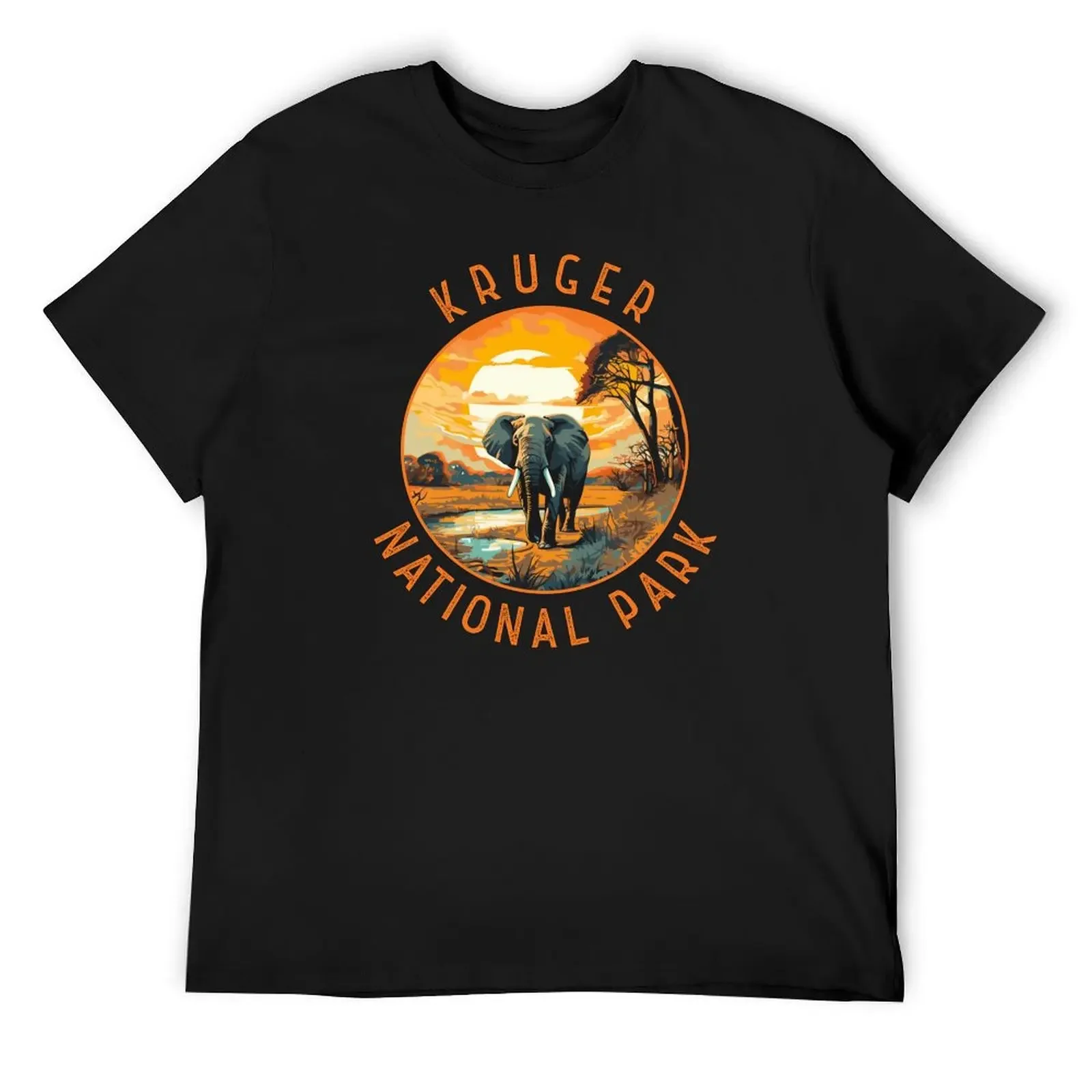 

Kruger National Park South Africa Elephant Retro Distressed Circle T-Shirt cute clothes quick drying t shirt men