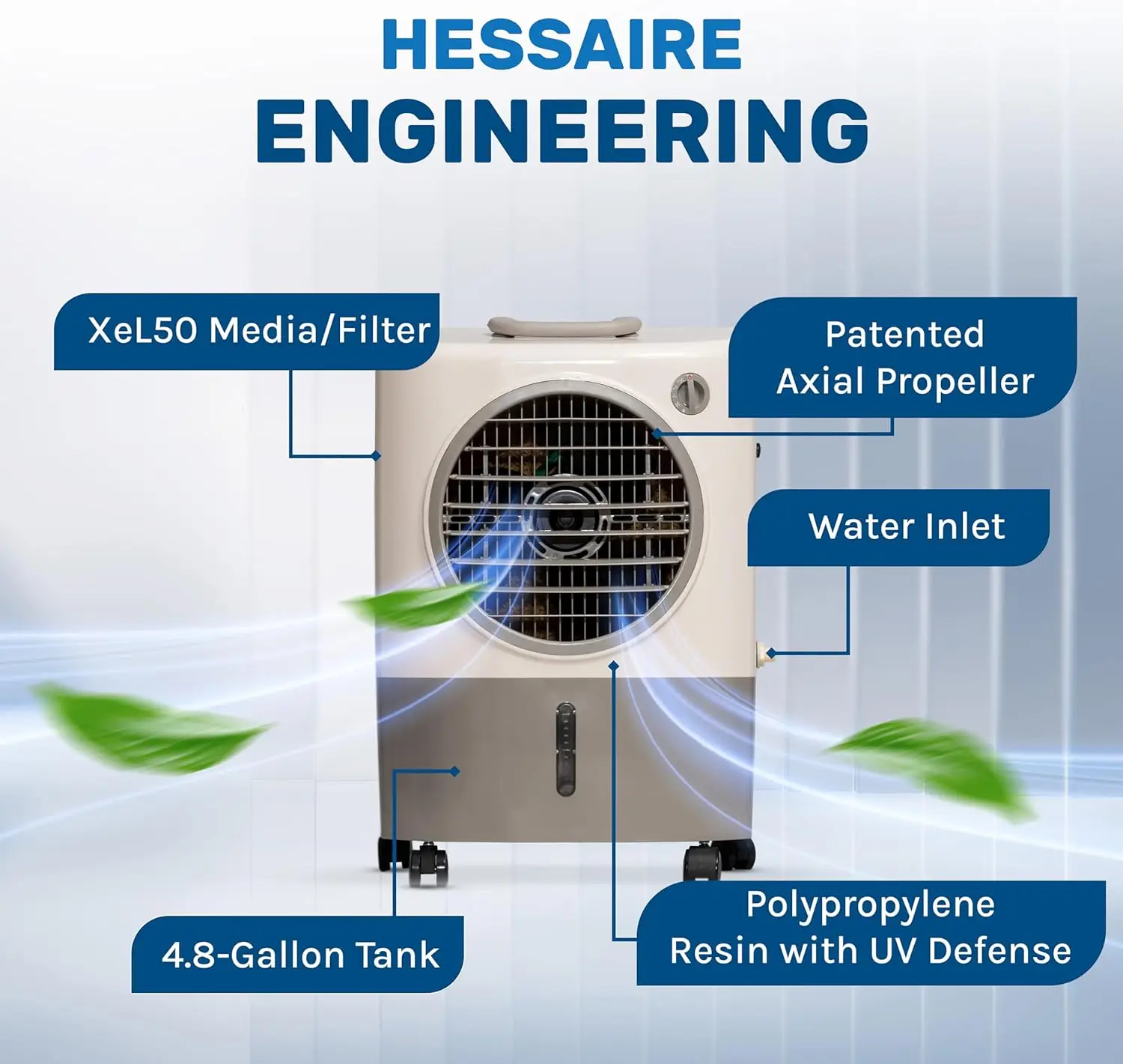 蒸発蒸気冷却空気冷却器、スワンプクーラー、1300 cfm、mc18m、2スピードファン、53.4 db-500 sq。ft。カバレッジ