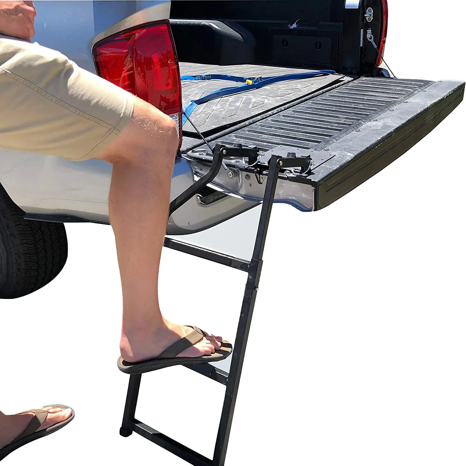 

Universal Pickup Truck Tailgate Ladder Foldable Fit Easy Install Durable Aluminum Step Grip Plates And Sturdy Rubber Ladder Feet