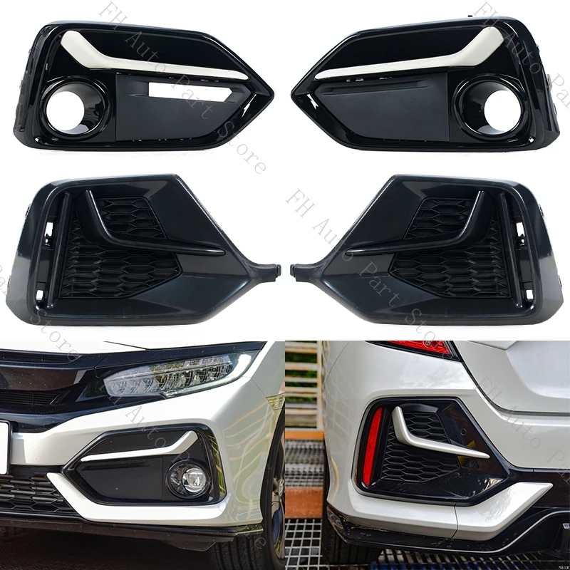 

Front Rear Fog Lamp Light Trim Frame Shell Cover Lid Bezel For Honda Civic Hatchback 2020 2021
