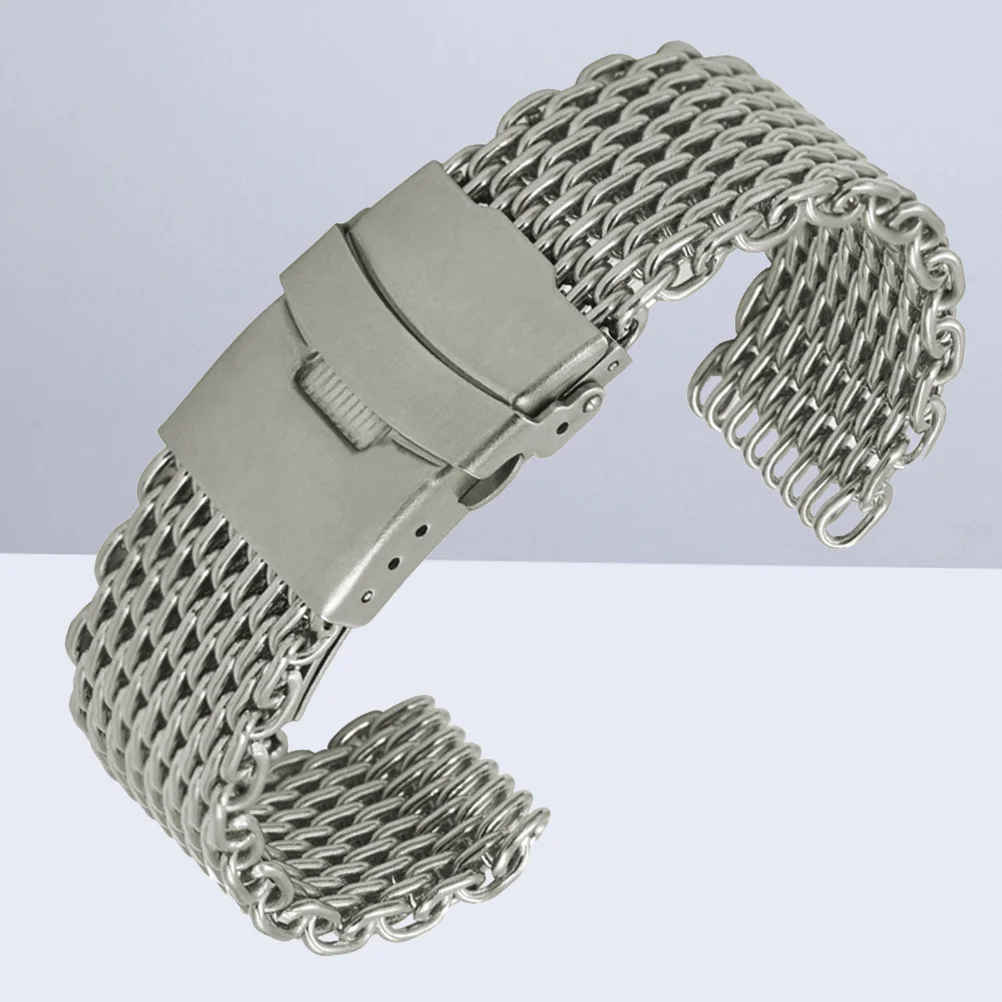 

22 Mm Watches for Men Metal Watchband Stainless Strap Shark Mesh Steel Watchbnad