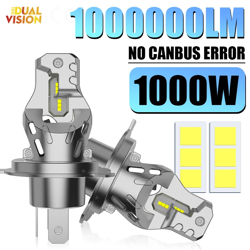 

2x H4 Светодиодная лампочка 1: 1 Мини - размер Canbus Автомобильная фаровая лампочка 1000W 100000LM 8035 CSP LED чип STG Дальний свет 6500K Белый 12V 24V2x H4 Светодиодная лампочка 1: 1 Мини - размер Canbus Автомобильн