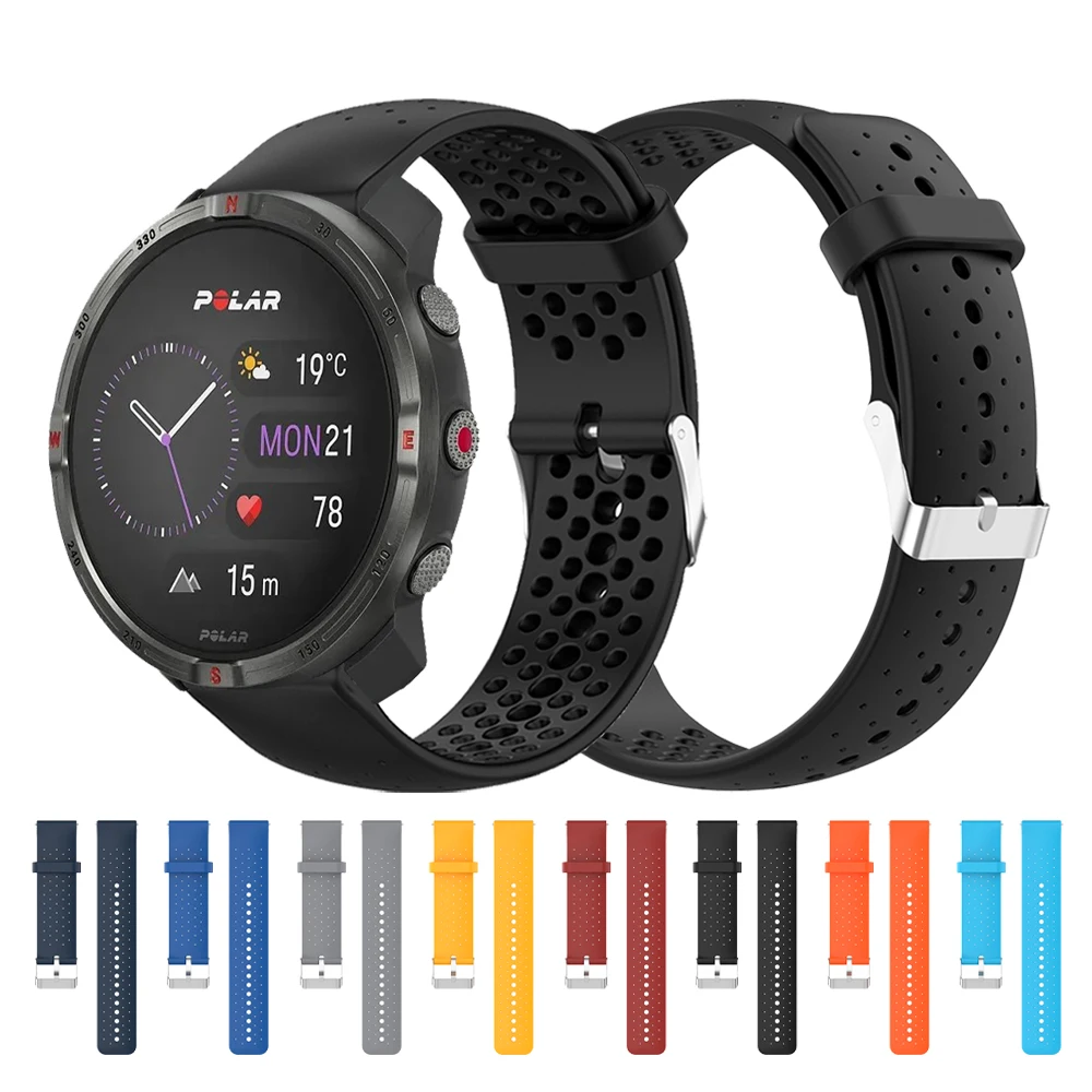 Silicone Watch Band 22mm 20mm for POLAR Vantage M M2 M3 V3 Strap for POLAR Grit X X2 Pro Titan/IGNITE 3 2 Bracelet Replace Belts
