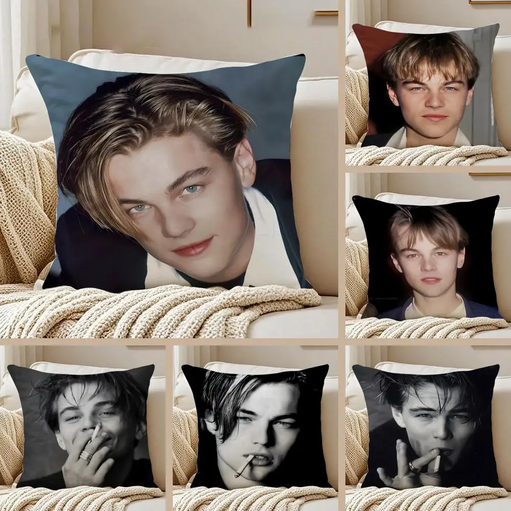 Actor L-Leonardo DiCaprio Cushion Cover Pillowcase Anti-dustmite Invisible Zipper Short Plush Sofa Cushion