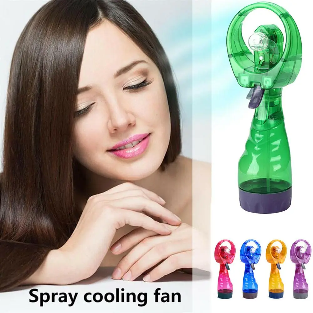 Portable Hand Held Battery Power Fan Air Water Mist Bottle Cooling Spray Office