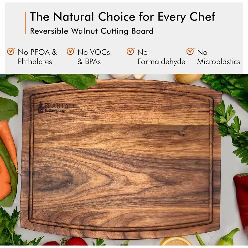 Tábuas de cortar de nogueira preta americana, conjunto de 2, 12x9 e 15x12, reversíveis com ranhuras de suco, presente de cozinha