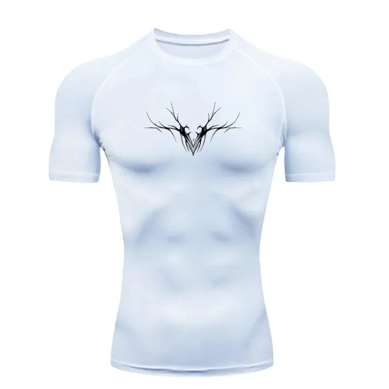 Men Sport T-shirt Training Fitness Compression High Elasticity Short Sleeve Rashgard Tops Quick Dry Athletic High Elasticity Tee