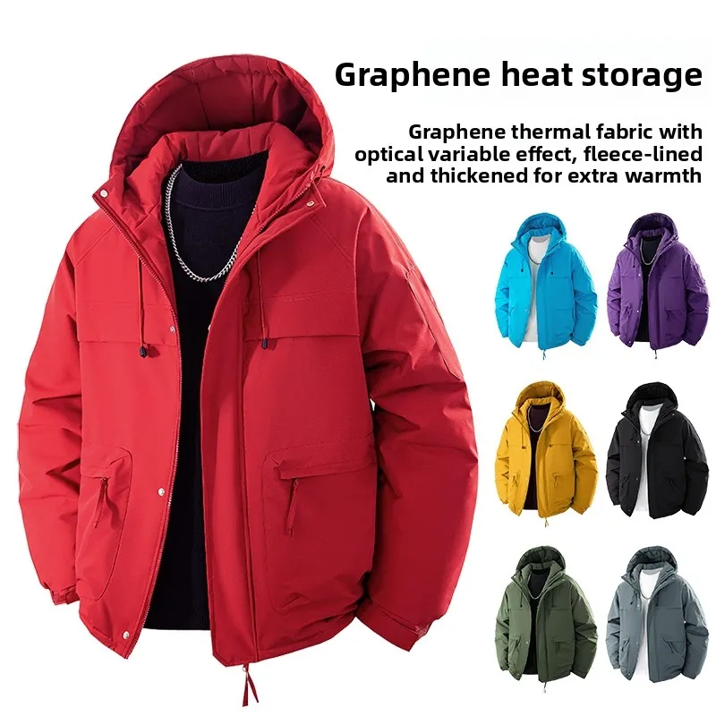 

Men's Outdoor Climbing Graphene Cotton Jacket Warmth Locking Windproof Cold Resistant Waterproof Durable Snow Niels Short Style
