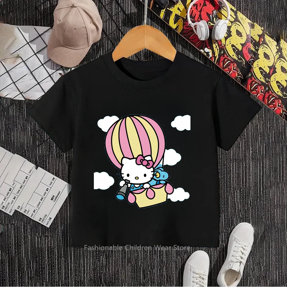 Animest Hello Kitty Tees Kawaiiest Summer Fashion for Boys and Girls Students Trendiest Super Casual Animest Cartoon Prints