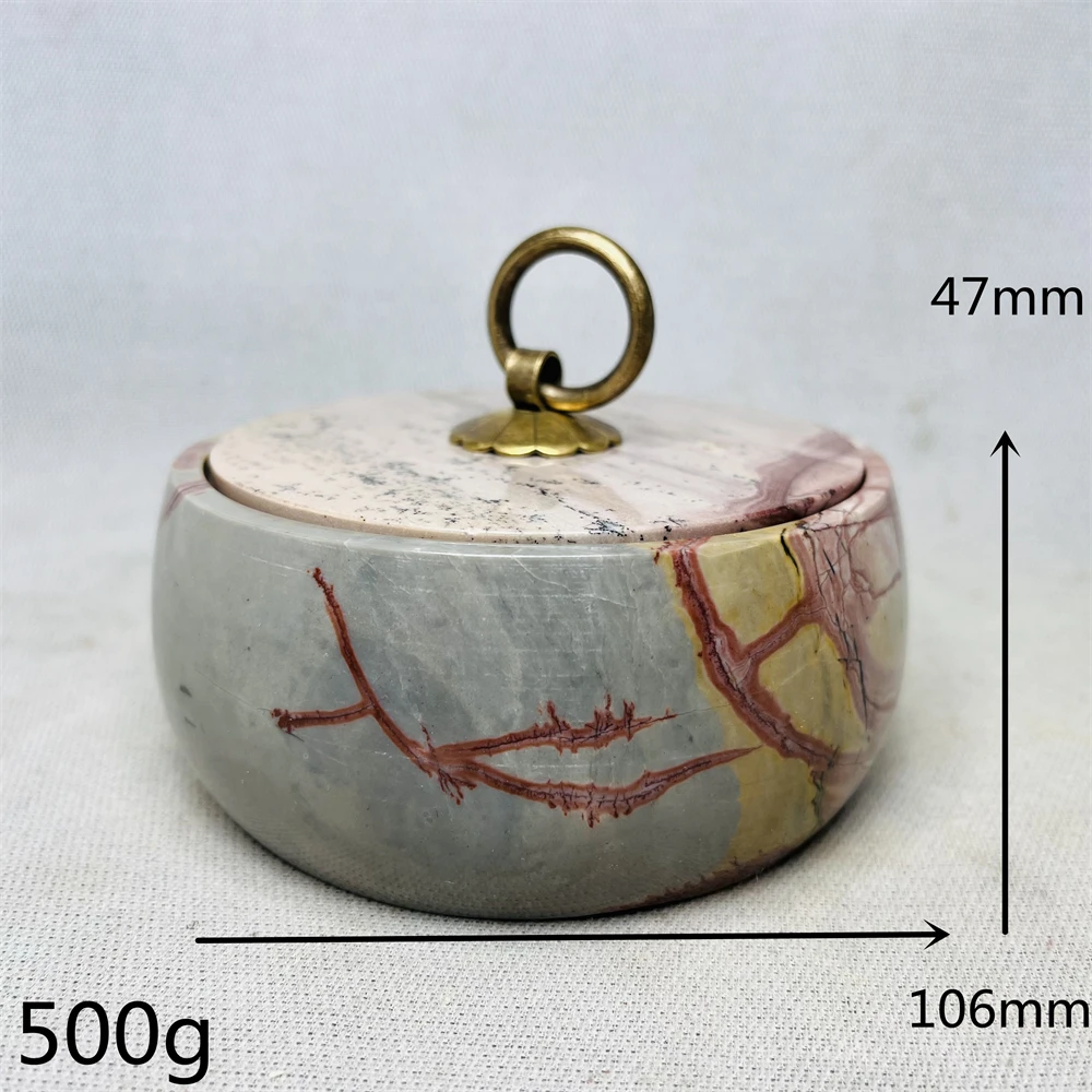 

Natural Stone Jewelry Storage Box Rock Carving Hand Polished Closed Jar Home Room Decoration Spirit Crystal Healing