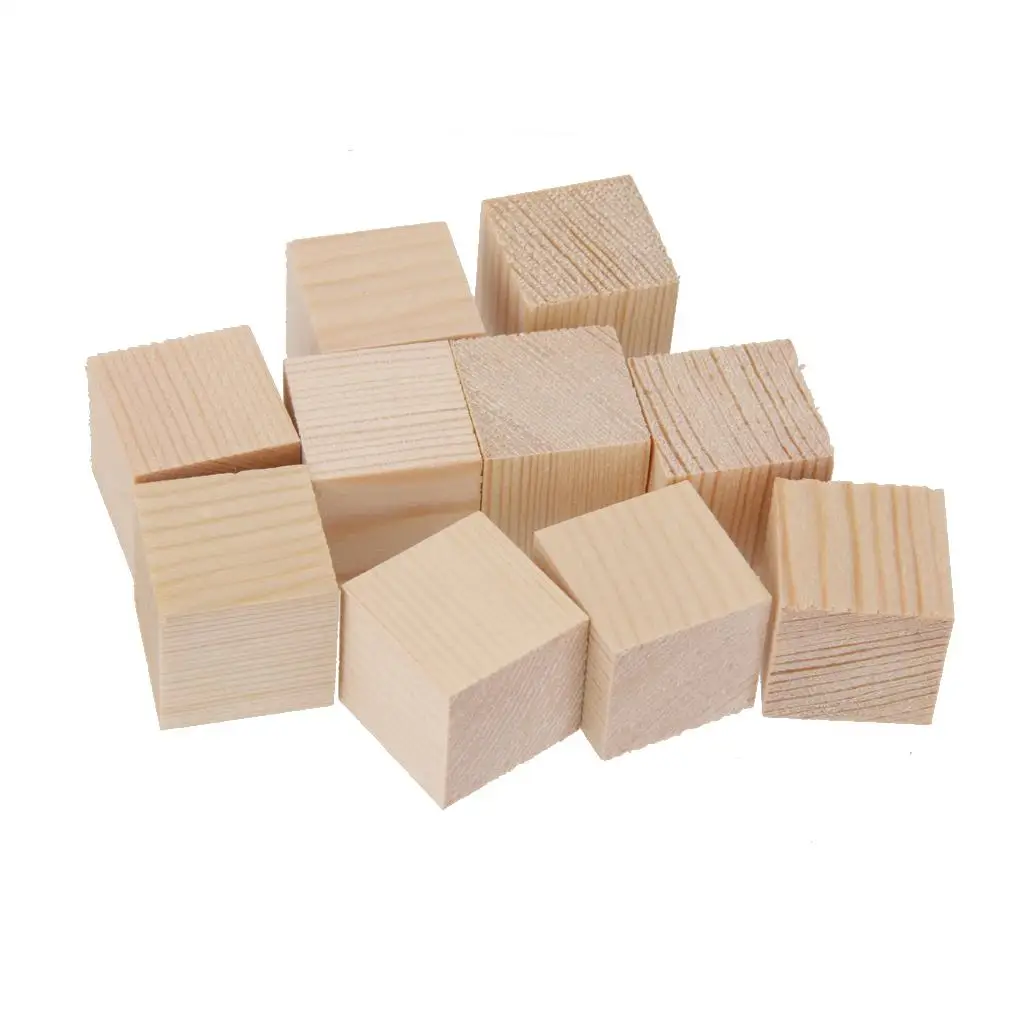 Cubes en bois non finis, artisanat de blocs, 1 po, 10 pièces