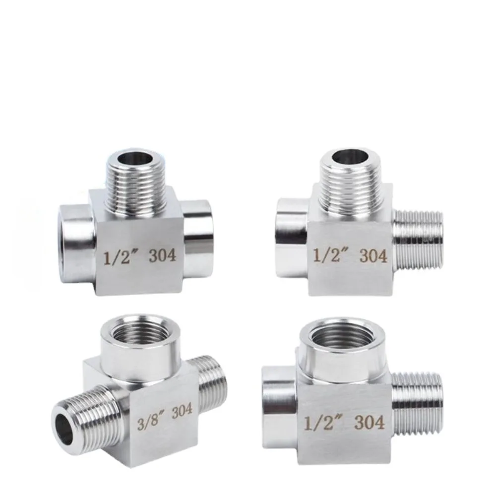 

1/8" 1/4" 3/8" 1/2" BSP NPT Female Male Tee 3 Ways 304 Stainless Steel Pipe Fitting Connector Splitter Block High Pressure