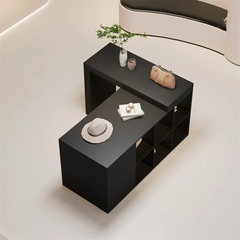 Clothing store Nakajima platform display strip display table Women's clothing store Black display cabinet Shoes and bags Water t