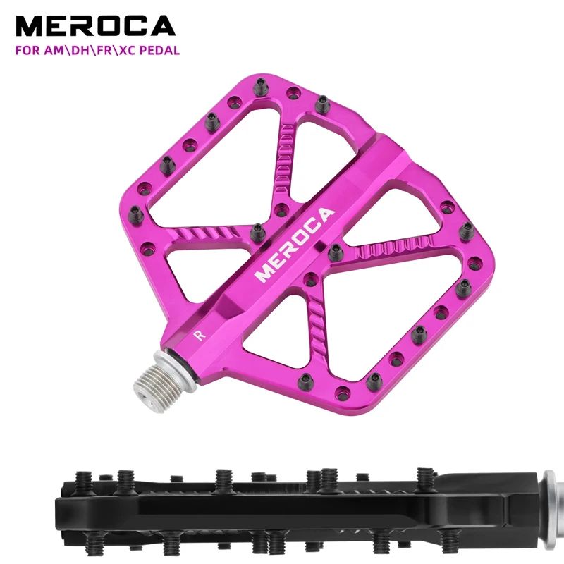 

MEROCA Aluminum Alloy Bicycle Pedal Anti-slip DU+2 Bearings For AM\DH\FR\XC bicycle parts Mountain Bike Wide Pedal