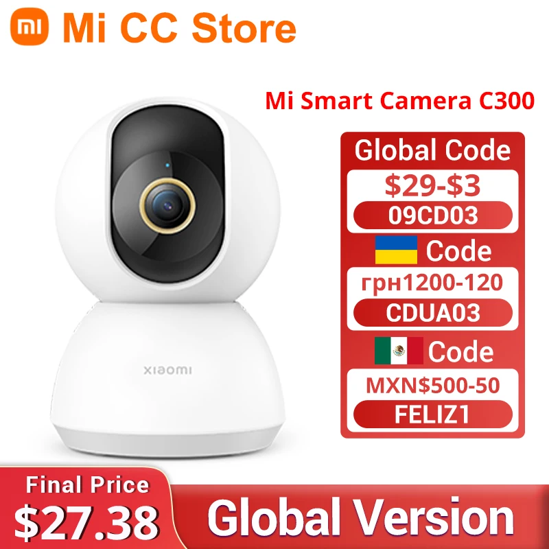 

Global Version Xiaomi 360° Home Security Camera C300 Super Clear 2K Image F1.4 Large Aperture AI Human Detection Mi Camera