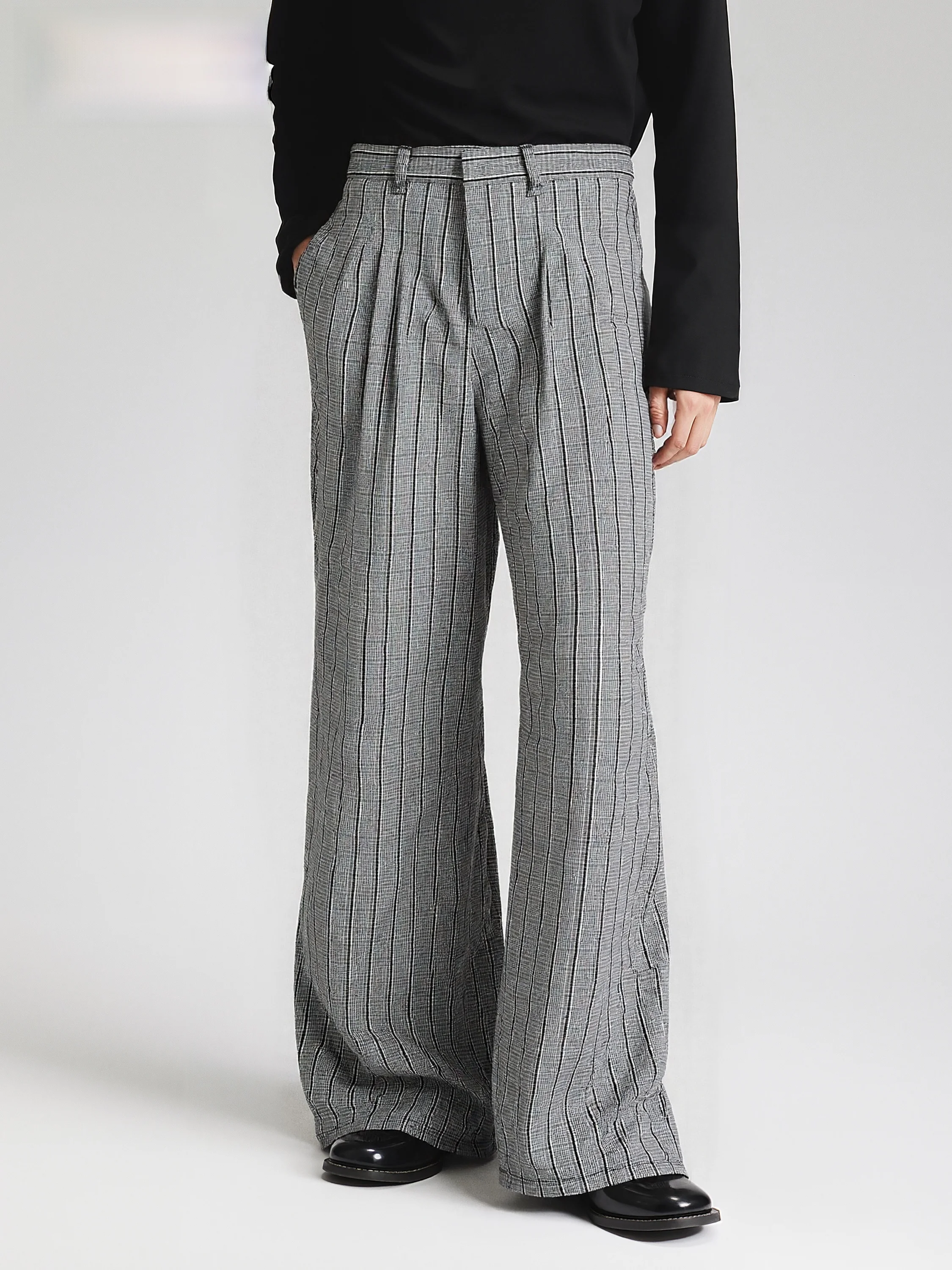 

Американские повседневные брюки в клетку в стиле ретро с широкими штанинами для мужчин и женщин, весенне-осенние свободные драпированные брюки длиной до пола