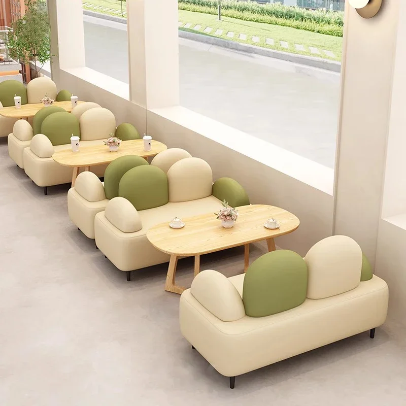 

New Cat Claw Milk Tea Shop Coffee Shop Table and Chair,Negotiation Reception Office Area Tea House Sofa Table and Chairs Set