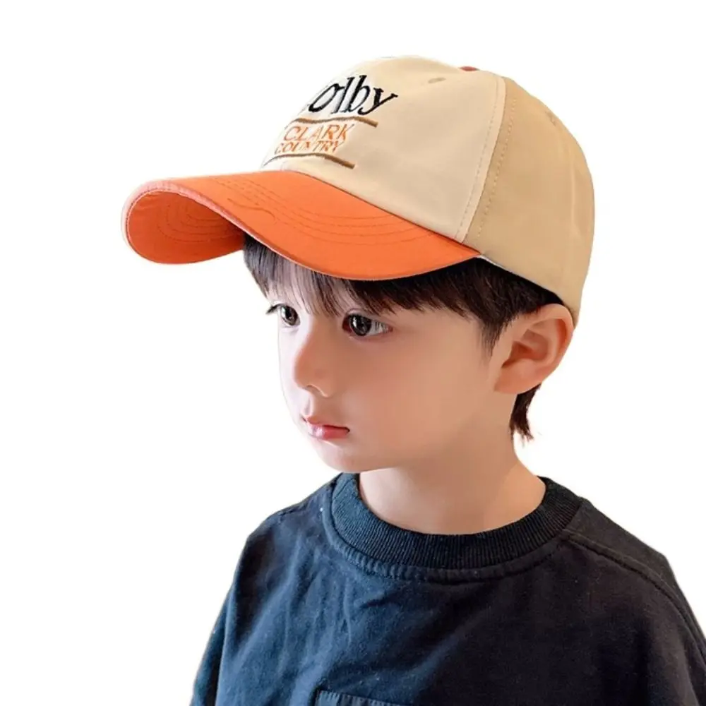 Summer Kids Baseball Hat Letter Embroidery  Peaked Cap for Boys Girls Solid Color Children Adjustable Sun Hats