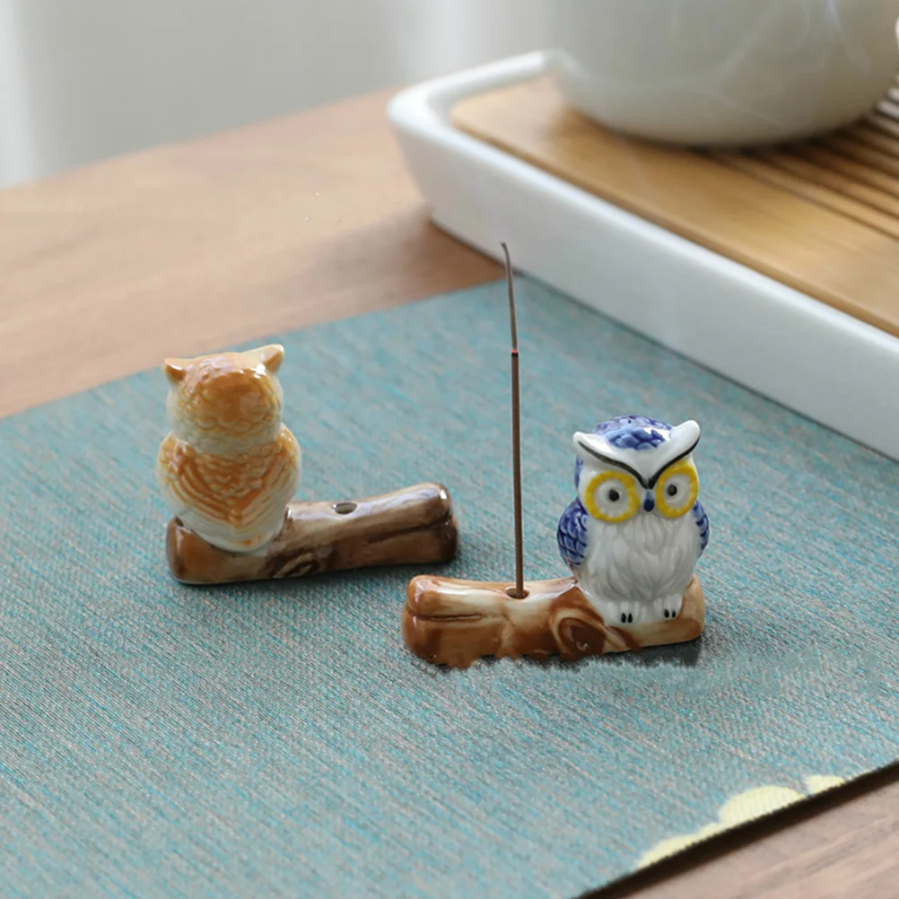 

4Pcs Ceramic Owl Incense Holder Home Decor Exquisite Design Meditation Room Incense Burner Owl Censer Home Decoration