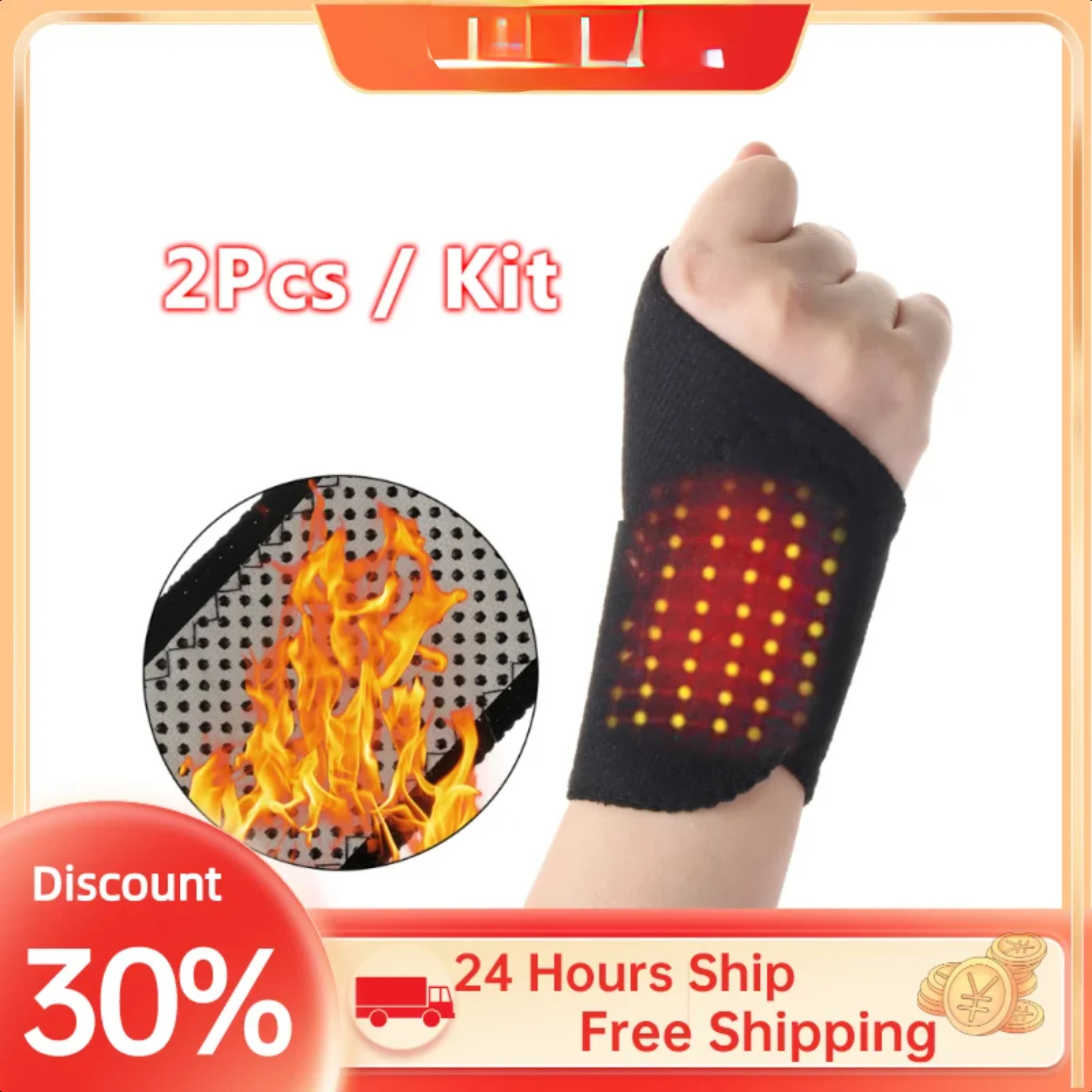 2Pcs/Pair Self-heating Magnet Wrist Support Brace Guard Protector Pad Men Winter Keep Warm Band Sports Protective Gear Bracers