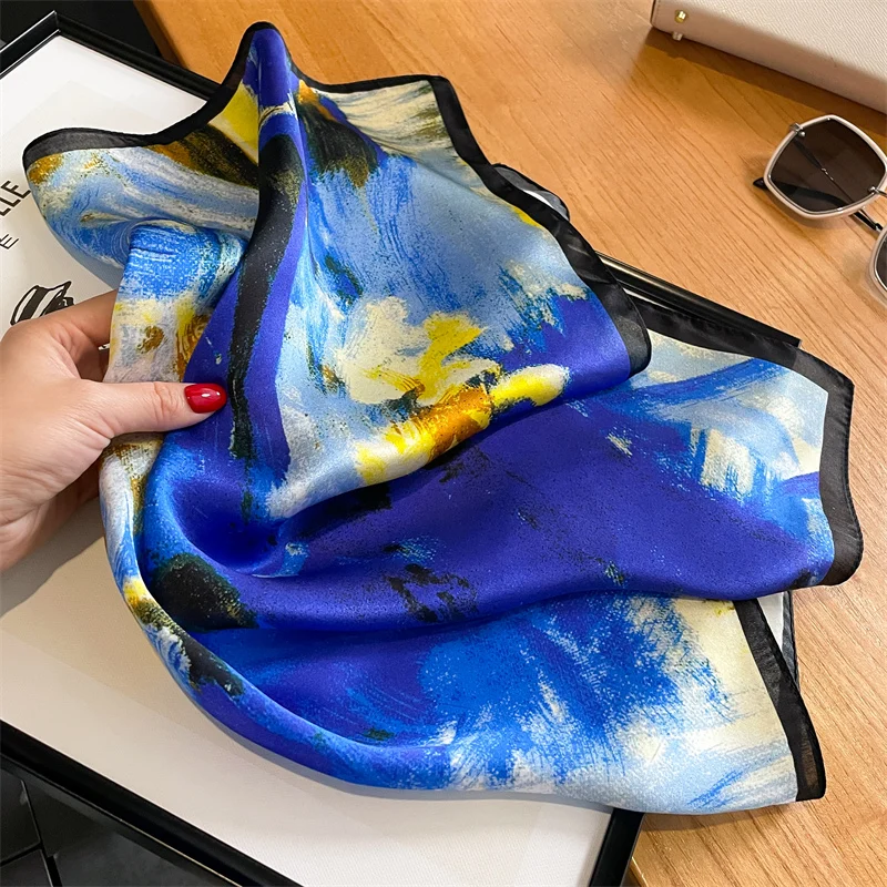 Fashion 100% Silk Satin Scarf Women Handkerchief Printed Bag Scarfs Female Square Head Bandana Small Neck Scarves For Ladies