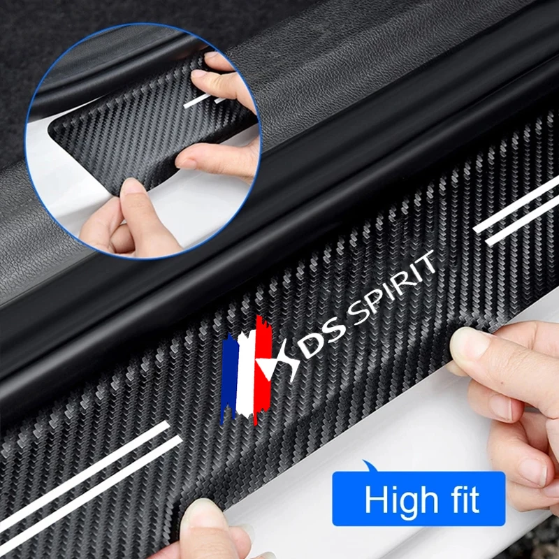 Carbon Fiber Door Sill Protector Adesivos, Scuff Plate, Decalques Protector, Citroen DS, Espírito, C3, C2, C1, C4, DS5, DS3, DS4