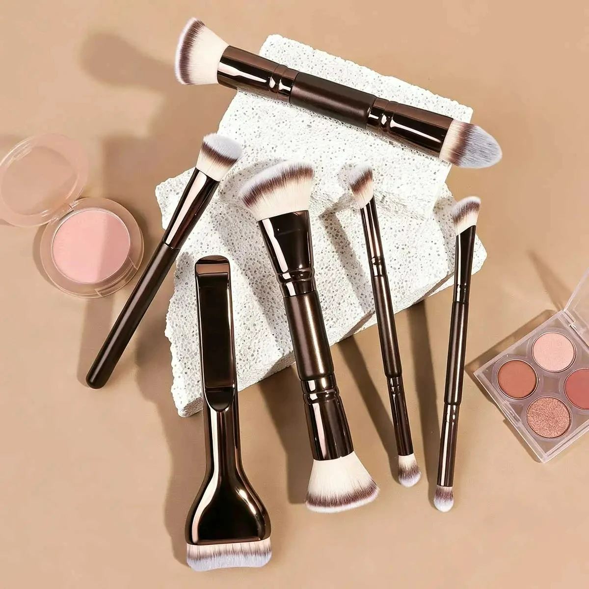 

Набор профессиональных кистей для макияжа, 6 шт., портативные кисти для макияжа для путешествий, набор многофункциональных инструментов для макияжа с двумя концами, в комплекте