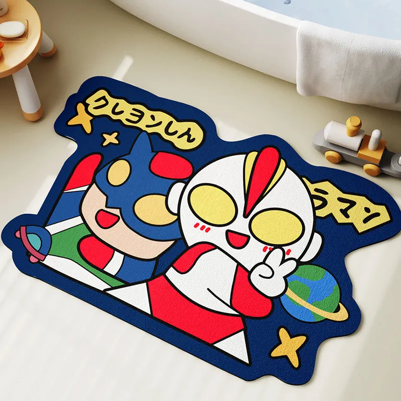 Ultraman Superman special-shaped bathroom absorbent floor mat Cartoon bathroom diatom mud children's non-slip floor mat