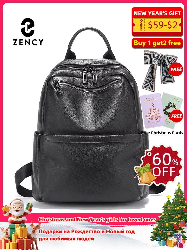

Zency Women's Soft Leather Backpack Genuine Large Capacity Travel Rucksack Knapsack For Ladies Multi-compartment Shoulder Bags