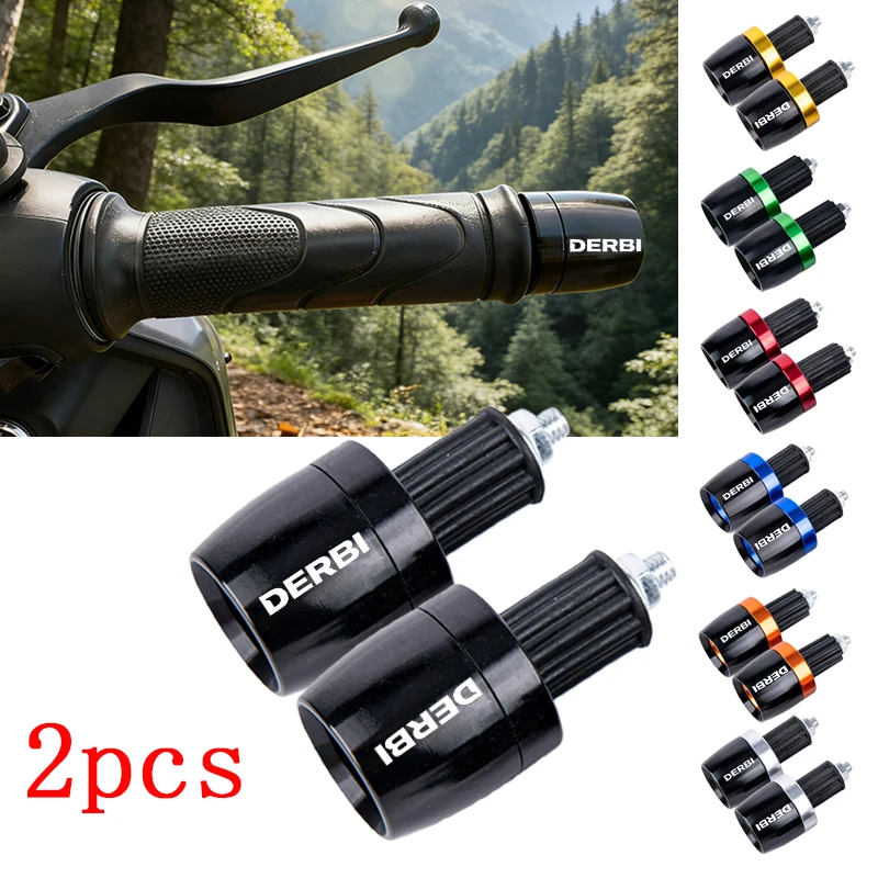 

7/8"22MM Motorcycle Handlebar Grips Handle Bar Cap End Plugs For DERBI Logo EBE EBS D50B0 VARIANT SPORT R GPR Carbon Fiber