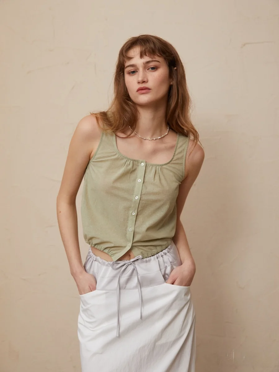 

Женский хлопковый жилет Nuages Froufrou с завязками на талии, легкий, в стиле французского шика, весна-лето, новинка