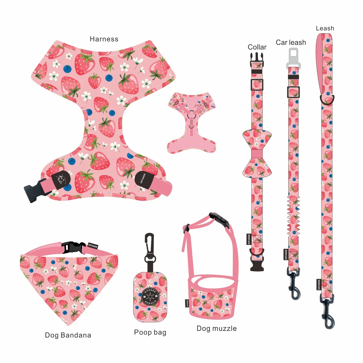 New Reversible Luxury Reflective Tough Polyester Pet Dog Vest Collars Harness Set With Bow Tie And Poop Bag