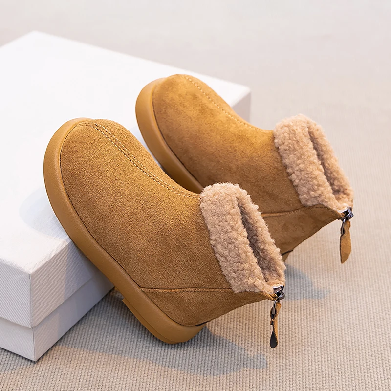 أحذية أطفال، أحذية ثلج مع صوف، أحذية شتوية جديدة، أحذية أطفال قصيرة، أحذية قطنية سميكة للأطفال، أحذية قطنية