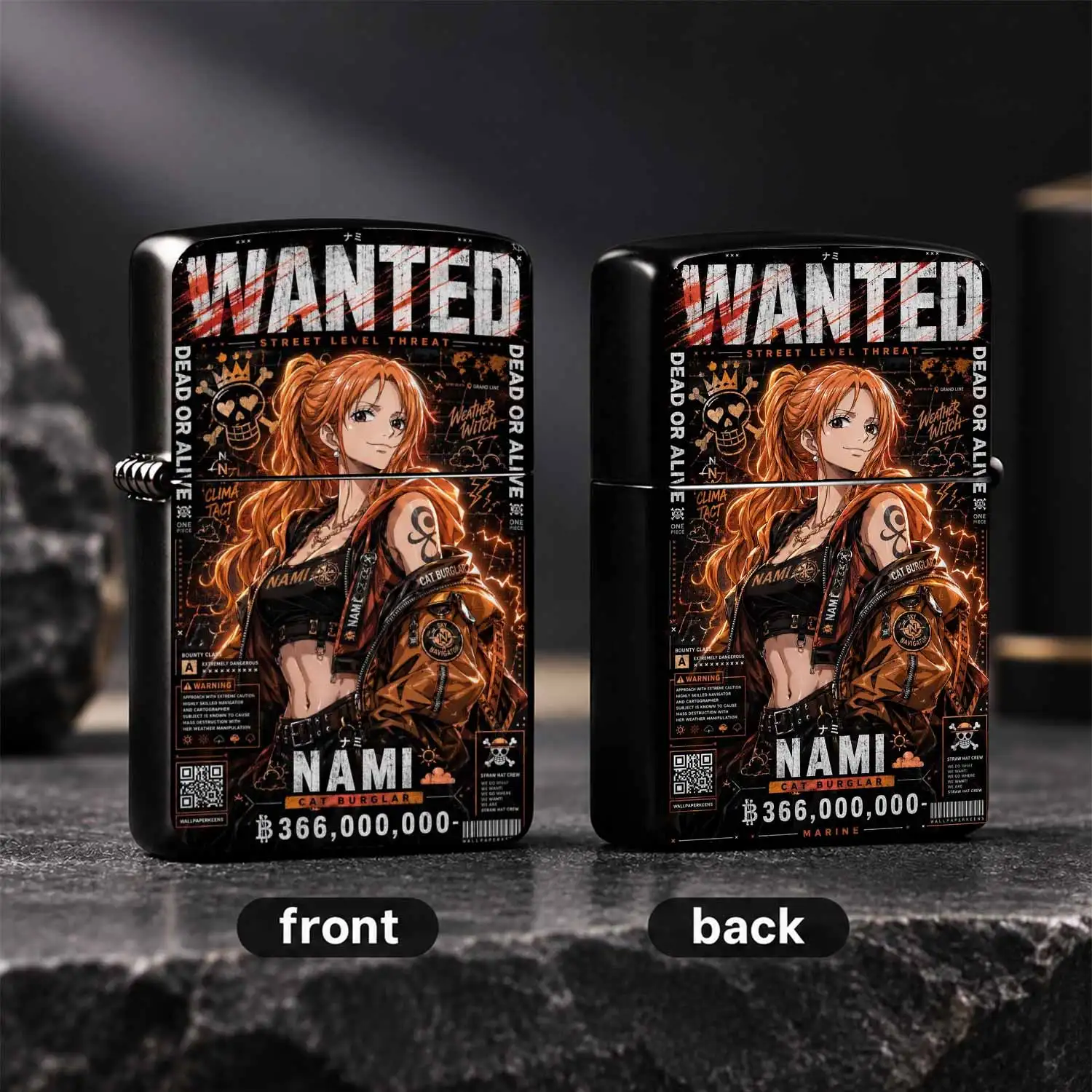 Style Nami Wanted Poster Themed, Stylish Street Style CAT Burglar Nami Printed Durable , Anime Peripheral Collectible Gift for Boyfriend Men, PORTABLE Daily Use Igniter A fun and humorous lighter