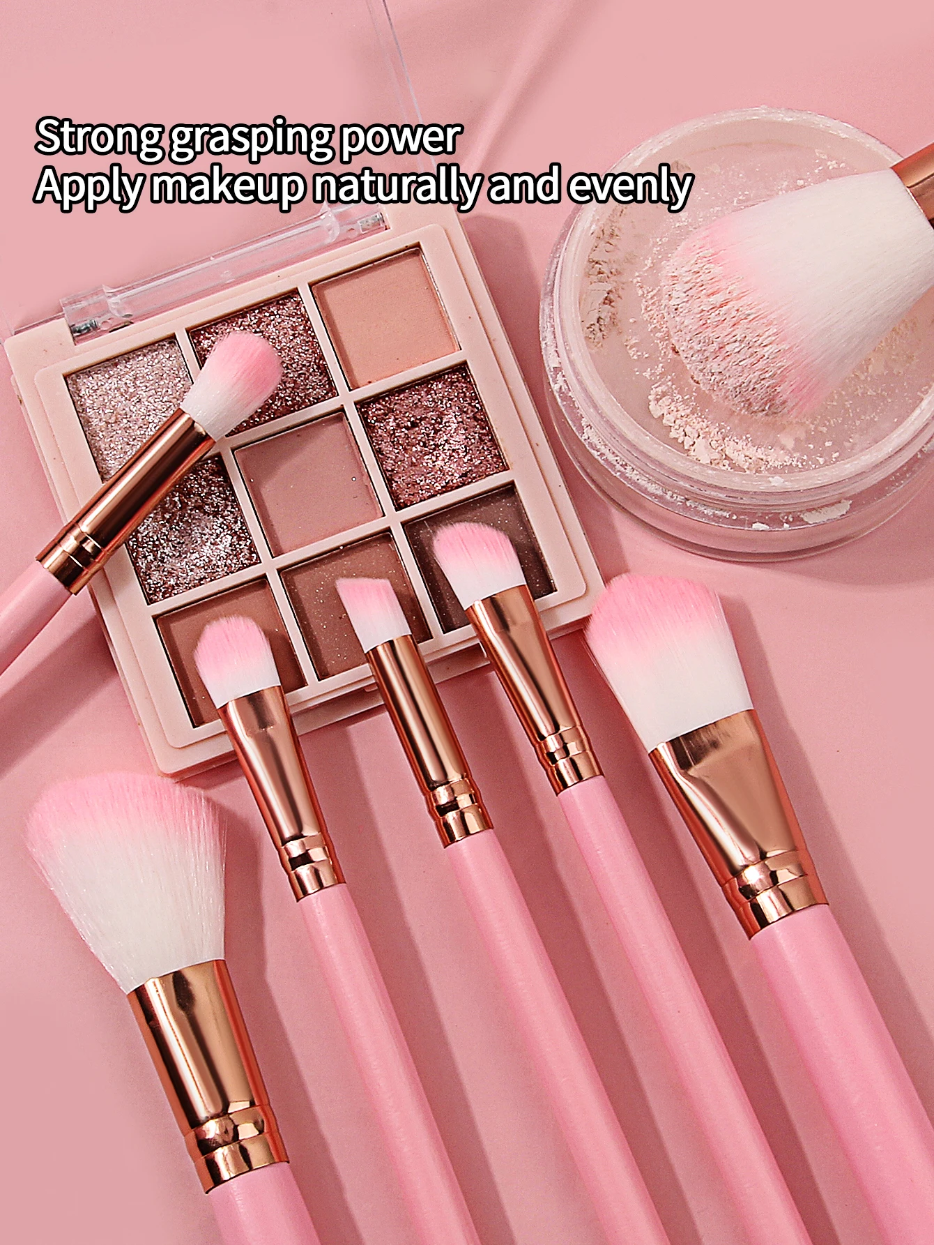 15PCS Makeup Brush Cushion Puff Set Pink Kabuki Foundation Powder Concealer Eyeshadow Eyebrow Brushes Mini Triangle Puff